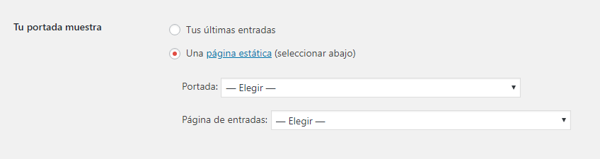 poner página inicio wordpress